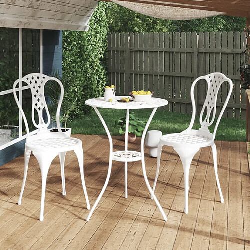 vidaXL Ensemble de bistro 3 pcs Aluminium coulé Blanc