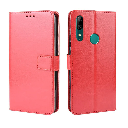 Wewoo Housse Coque Étui en cuir à rabat horizontal rétro Crazy Horse Texture pour Huawei P Smart Z / Y9 Prime 2019avec support et fentes cartes et cadre photo rouge