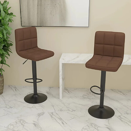 vidaXL Tabourets de bar lot de 2 marron tissu