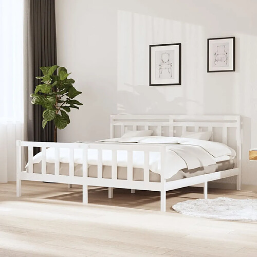 vidaXL Cadre de lit sans matelas blanc bois massif 200x200 cm