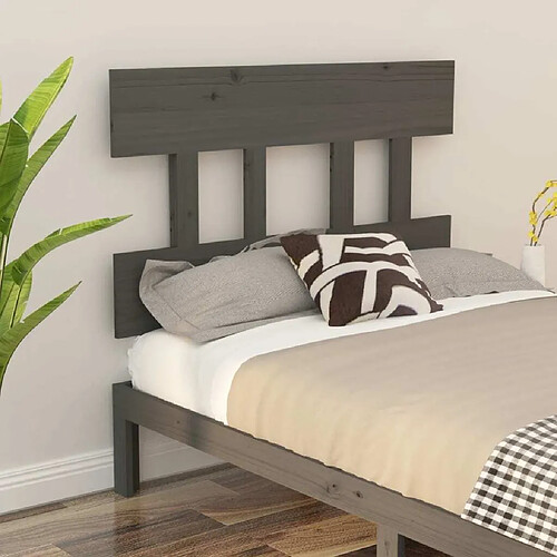 Maison Chic Tête de lit scandinave,Meuble de chambre Gris 93,5x3x81 cm Bois massif de pin -MN73020