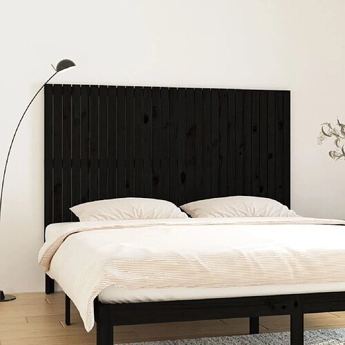 Maison Chic Tête de lit scandinave pour lit adulte,Meuble de chambre murale Noir 185x3x110 cm Bois massif de pin -MN20306