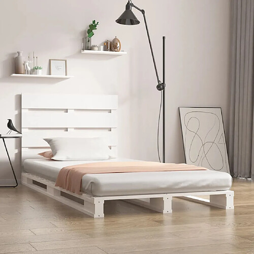 vidaXL Cadre de lit sans matelas blanc 100x200 cm bois de pin massif