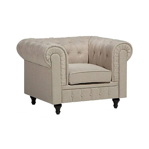 Beliani Fauteuil CHESTERFIELD Tissu Beige