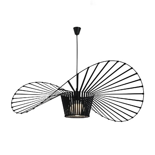 NETTLIFE Suspension E27 Noir Moderne Design Chapeau Diam.140cm Polycarbonate Max.40W pour Salon salle à manger cuisine, sans Ampoule