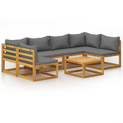 Maison Chic Salon de jardin 7 pcs - Table et chaises d'extérieur - Mobilier/Meubles de jardin Moderne avec coussin Bois d'acacia solide -MN79172