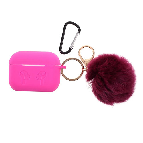 Coque en silicone avec boucle boule velue rose pour votre Apple AirPods Pro