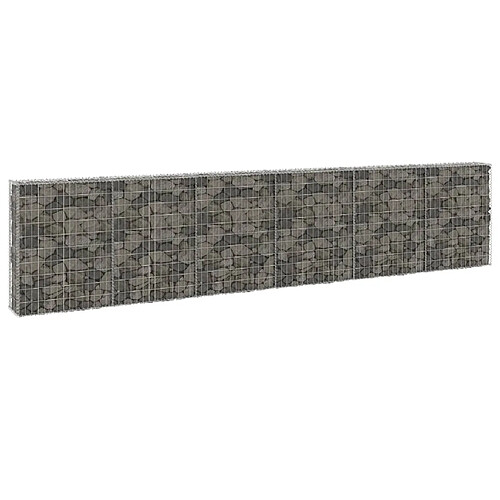 vidaXL Mur en gabion avec couvercles Acier galvanisé 300x30x100 cm