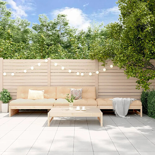 vidaXL Salon de jardin 4 pcs avec coussins bois massif