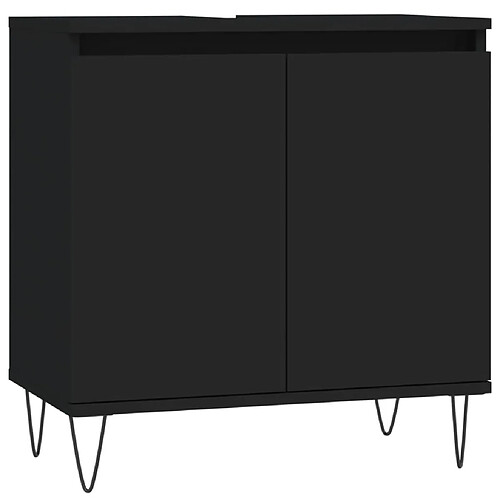 Maison Chic Armoire de salle de bain,Meuble de rangement,Meuble haut noir 58x33x60 cm bois d'ingénierie -GKD921229