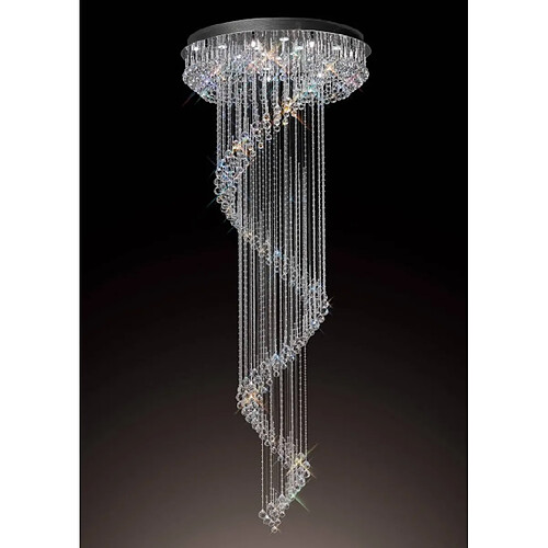 Luminaire Center Suspension Colorado Multi-Spiral 24 Ampoules chrome poli/cristal