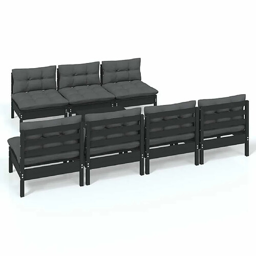 Maison Chic Salon de jardin 8 pcs + coussins - Mobilier/Meubles de jardin - Table et chaises d'extérieur anthracite Bois de pin -MN66465