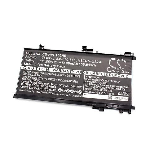 vhbw batterie compatible avec HP Pavilion 15-BC465ND, 15-BC494UR, 15-BC506TX, 15-bc000ng, 15-bc006ng laptop (5100mAh, 11.55V, Li-Ion, noir)