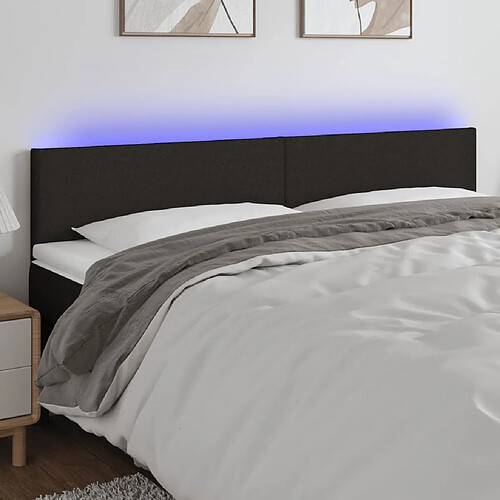 Maison Chic Tête de lit scandinave à LED,meuble de chambre Noir 180x5x78/88 cm Tissu -MN16253