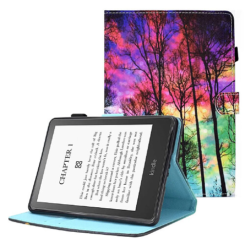 Etui en PU fermeture magnétique avec support et porte-cartes pour votre Amazon Kindle Paperwhite 5 (2021) - Forêt