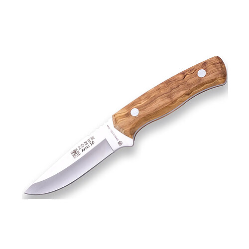 Joker couteau de chasse de mouton Barbary intègre étui en cuir avec 10 cm de lame Inox 420, poignées en bois d'olivier, 130 grammes CO60 + carte cadeau multi-usages