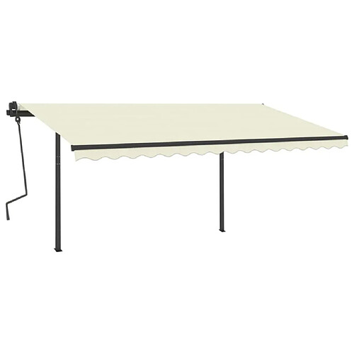 Maison Chic Auvent automatique | Store banne extérieur | Marquise rétractable avec poteaux 4x3,5 m Crème -MN35998