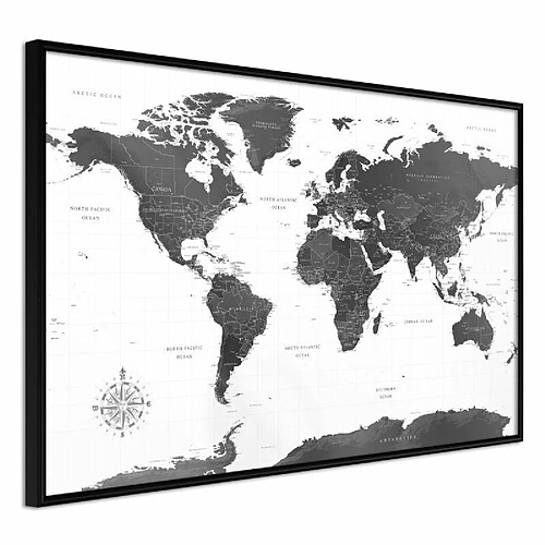 Paris Prix Affiche Murale Encadrée The World in Black and White 30 x 20 cm Noir