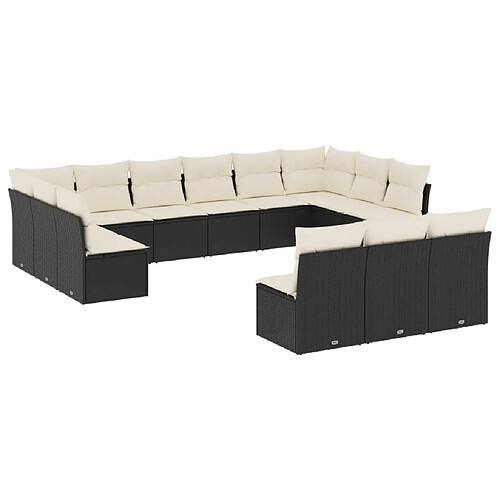 Maison Chic Salon de jardin avec coussins 13 pcs, Ensemble Tables et chaises de jardin, noir résine tressée -GKD333550