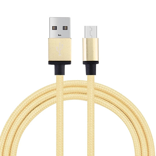 Wewoo Câble jaune pour Samsung, HTC, Sony, Lenovo or clair Tête en métal de style tissé 1 m 58 cœurs Micro USB vers USB 2.0 de données / chargeur