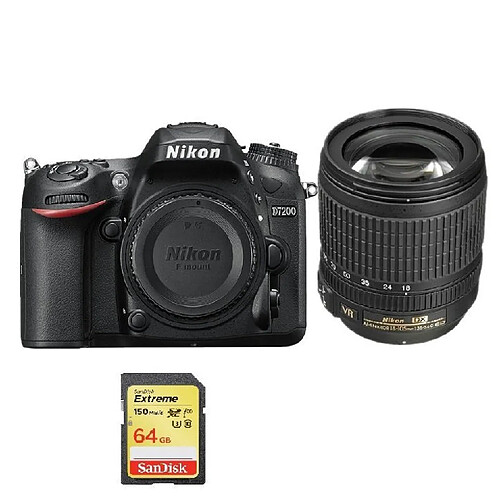 NIKON D7200 KIT AF-S 18-105MM F3.5-5.6G ED VR + 64GB SD card