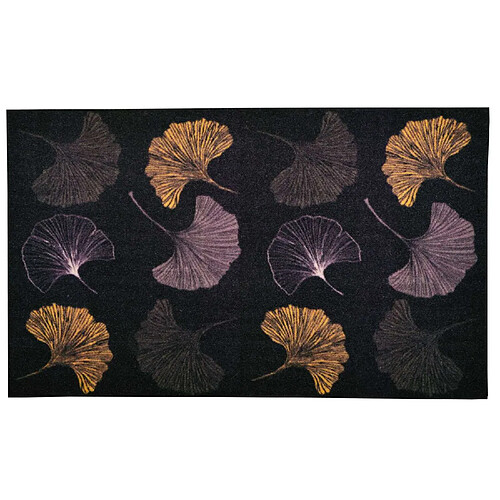 Cpm Tapis Must en velours imprimé Ginkgo - 50 x 80 cm - Noir