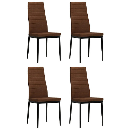 Decoshop26 Lot de 4 chaises de salle à manger design contemporain cuisine en tissu marron CDS021736