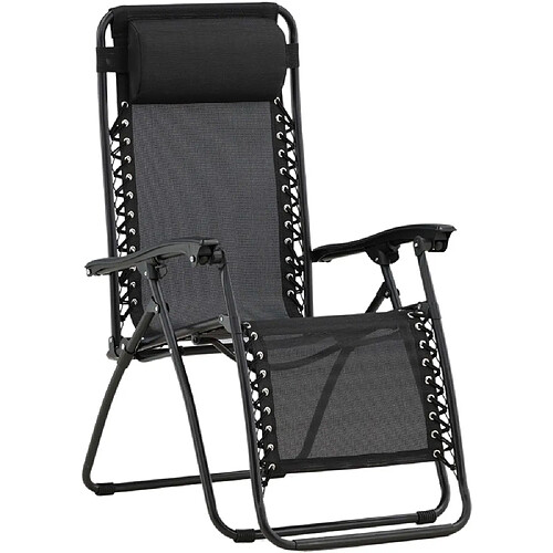 Venture Home Fauteuil relax de jardin pliant en aluminium Noir.