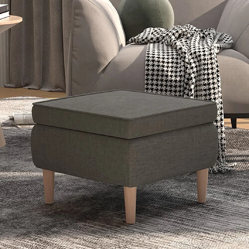 vidaXL Tabouret avec pieds en bois Gris foncé Tissu