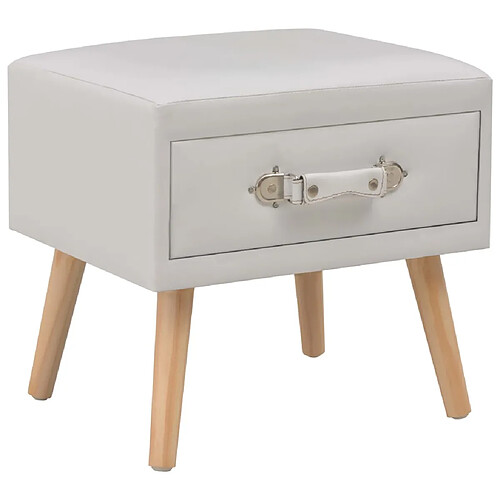 vidaXL Table de chevet Blanc 40x35x40 cm Similicuir