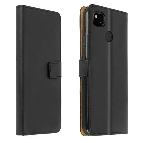 Avizar Housse Google Pixel 4A Cuir Véritable Porte-carte Support Vidéo Noir