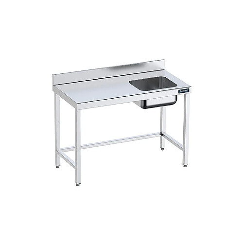 Table de chef Inox avec bac à Droite et renforts - Gamme 600 - Distform