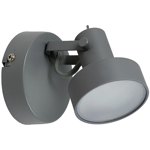 Corep Applique murale gris mat 1 lumière Plafonnier 1 Spot LED 6W integré orientable inclinable