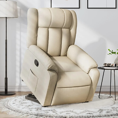 vidaXL Fauteuil inclinable Crème Tissu