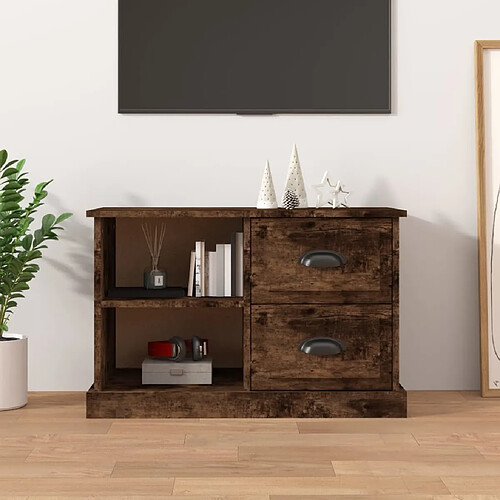 vidaXL Meuble TV chêne fumé 73x35,5x47,5 cm bois d'ingénierie