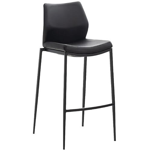 Decoshop26 Tabouret de bar x1 design classique et moderne en synthétique noir pieds en métal noir repose-pieds 10_0000335