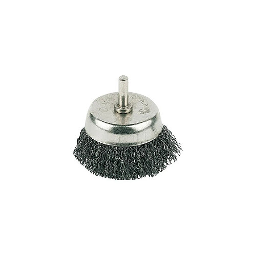 Brosse boisseau à fils d'acier ondulés D. 50 mm sur tige - PB03 - Silverline