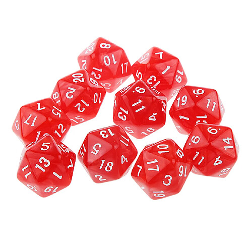 10pcs Vingt Faces De Dés D20 Jouer D & D Jeux Rpg Parti Dices Rouge