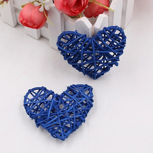 Wewoo 5 PCS 6cm Artificielle Boule De Paille DIY Décoration Rotin Coeur De Noël Décor Maison Ornement Bleu Foncé