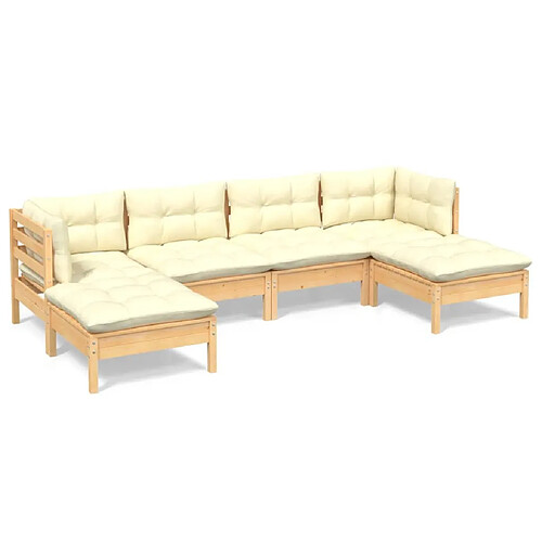 Maison Chic Salon de jardin 6 pcs + coussins - Mobilier/Meubles de jardin - Table et chaises d'extérieur crème Bois de pin -MN18020