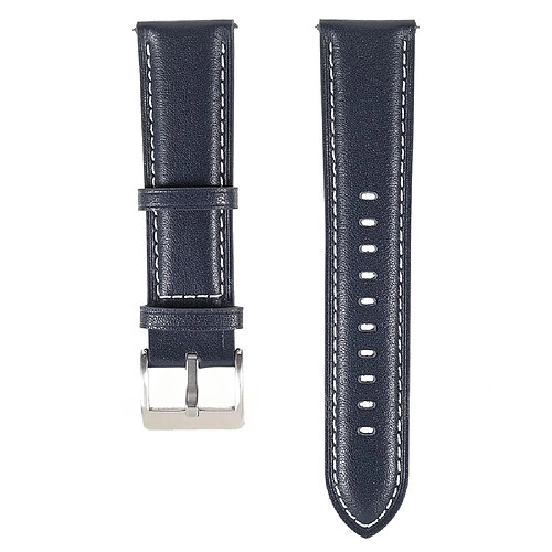 Bracelet en cuir véritable 22mm, libération rapide, sangle à coutures réglables, bleu pour votre Samsung Gear S3 Classic/Gear S3 Frontier/Galaxy Watch 46mm