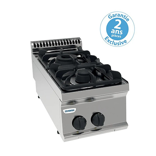 Plaque de Cuisson Top 2 Feux Vifs Gaz 10,5 kW - L 350 mm - Gamme 700 - Tecnoinox