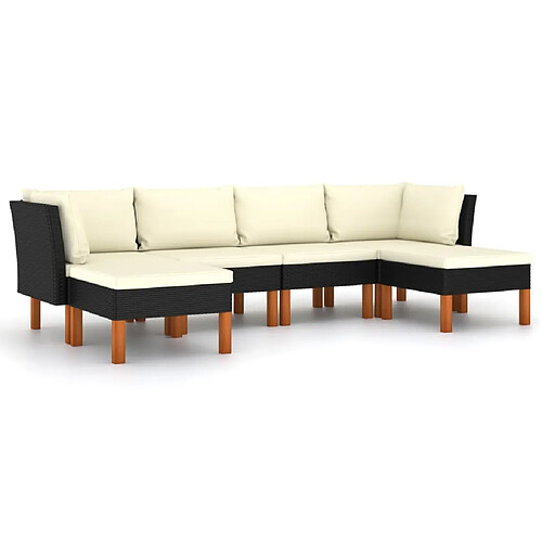 Maison Chic Salon de jardin 6 pcs + coussins - Mobilier/Meubles de jardin - Table et chaises d'extérieur Résine tressée Noir -MN49727