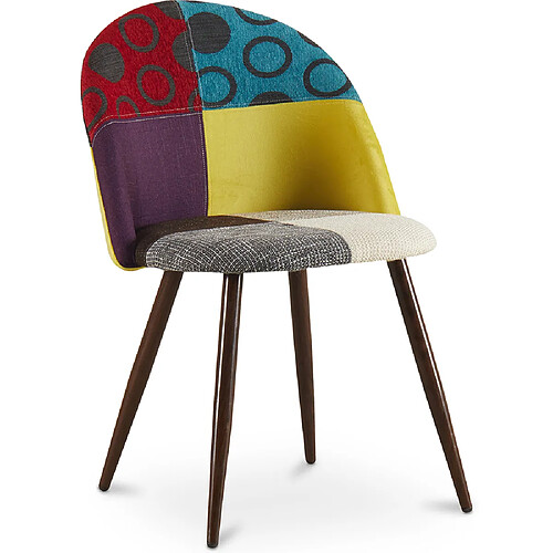 ICONIK INTERIOR Chaise de salle à manger tapissée en patchwork - Style scandinave - Ray Multicolore