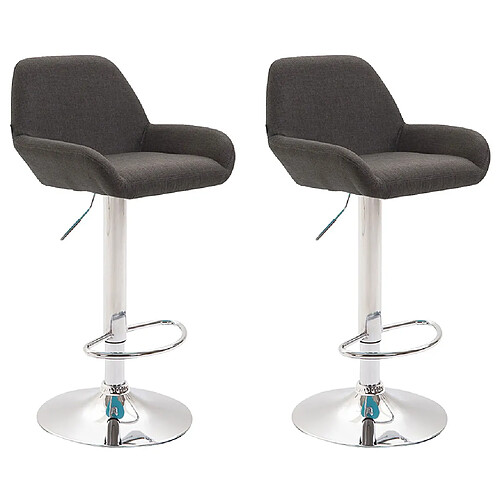 Non Lot de 2 tabourets de bar Braga tissu chrome