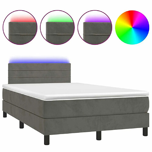 Maison Chic Lit adulte- Lit + matelas,Sommier à lattes de lit avec matelas LED Gris foncé 120x200 cm -GKD76527