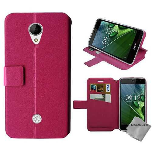 Htdmobiles Housse etui portefeuille pour Acer Liquid Zest 4G Z528 + verre trempe - ROSE