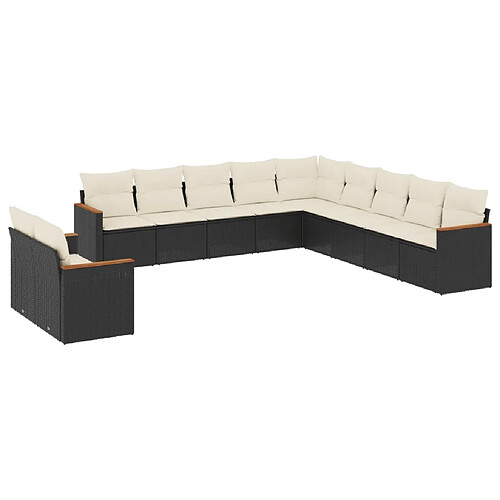 Maison Chic Salon de jardin 11 pcs avec coussins, Ensemble Tables et chaises d'extérieur noir résine tressée -GKD842663