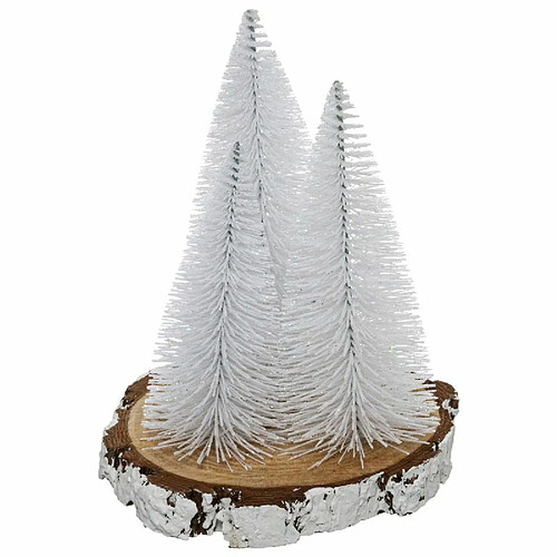 Lot de 3 Sapins sur Rondin Polaire 20cm Blanc