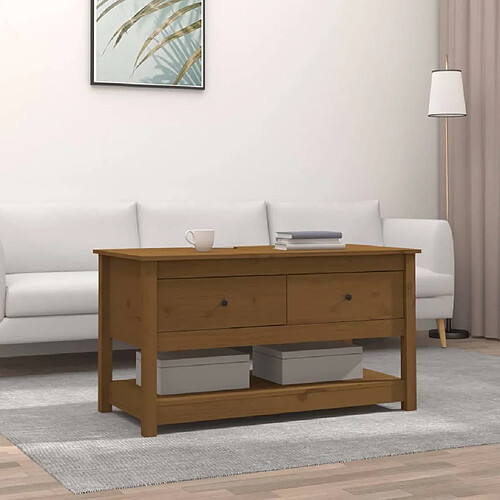 Maison Chic Table basse,Table Console Table d'appoint, Table pour salon Marron miel 102x49x55 cm Bois massif de pin -MN33193